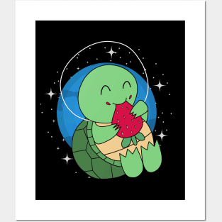 Space Turtle Strawberry Posters and Art